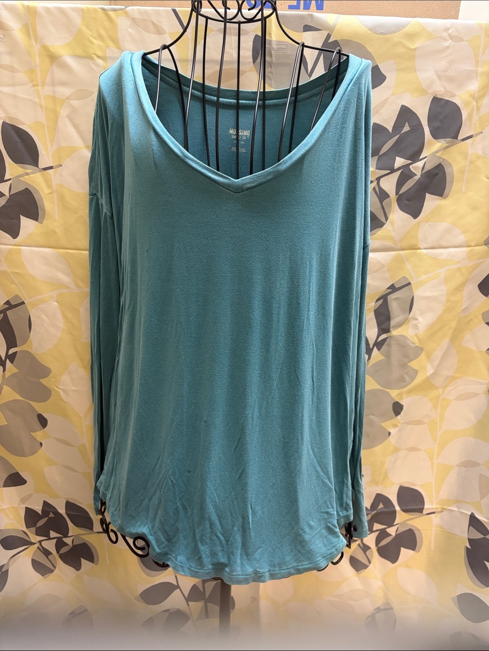 Mossimo Supply Co. Teal V-Neck Long Sleeve Top